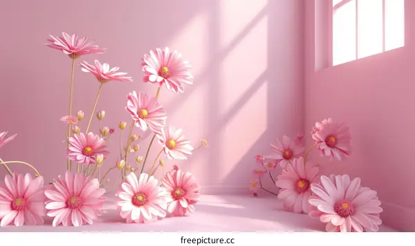 Pink Floral Arrangement in a Room