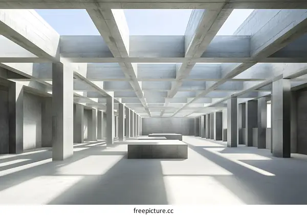 Abstract Minimalist Architecture Design With Concrete Pillars