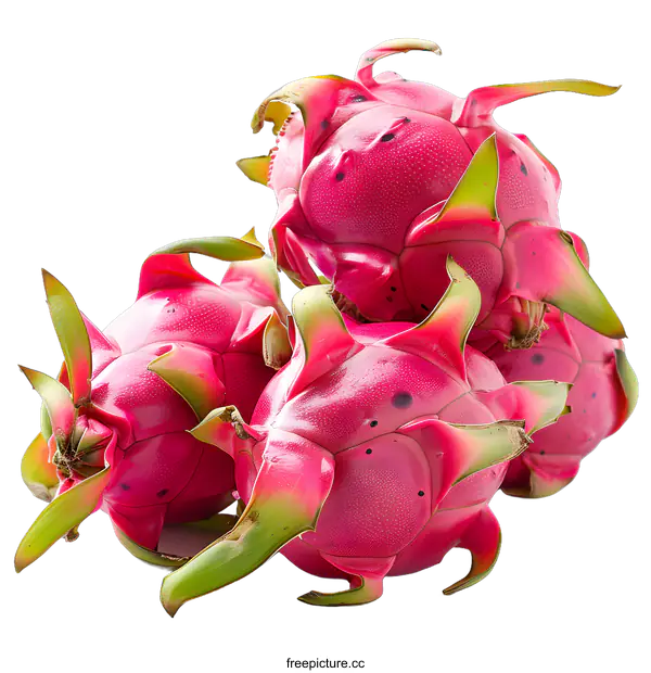 [Transparent Background PNG]Four pink dragon fruits