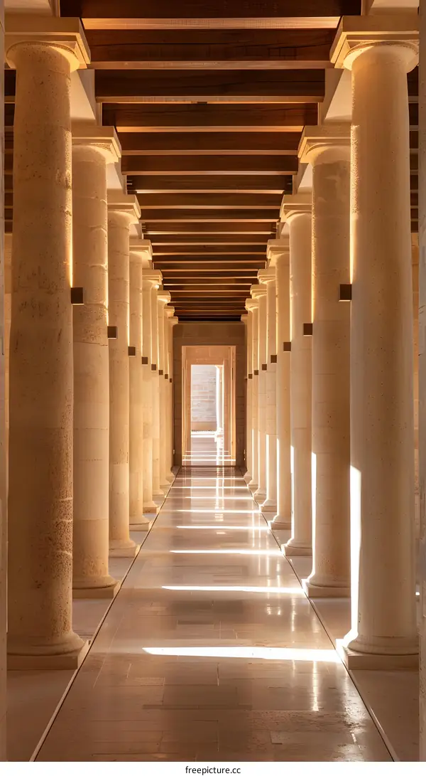 Stone Columns in a Long Hallway