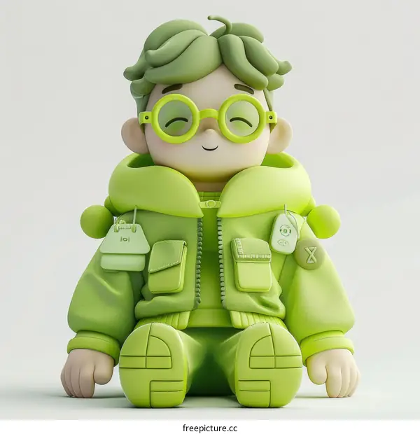 3D illustration of a green character