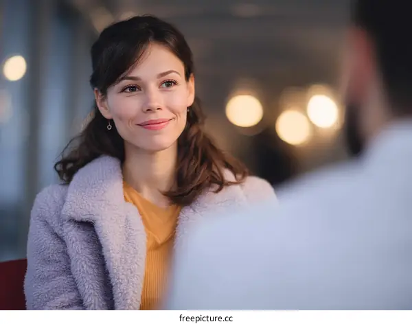Caucasian Woman in Conversation