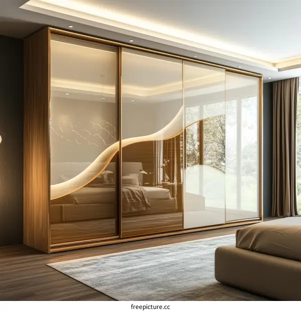 Modern Sliding Wardrobe with Elegant Glass Panels