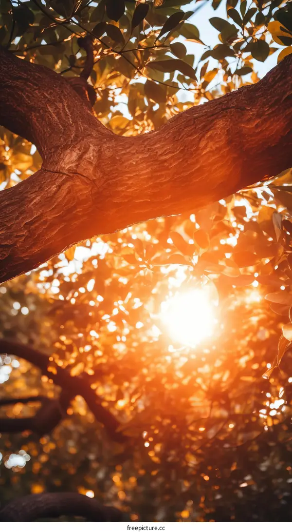 Sunlight shining through the leaves of a tree