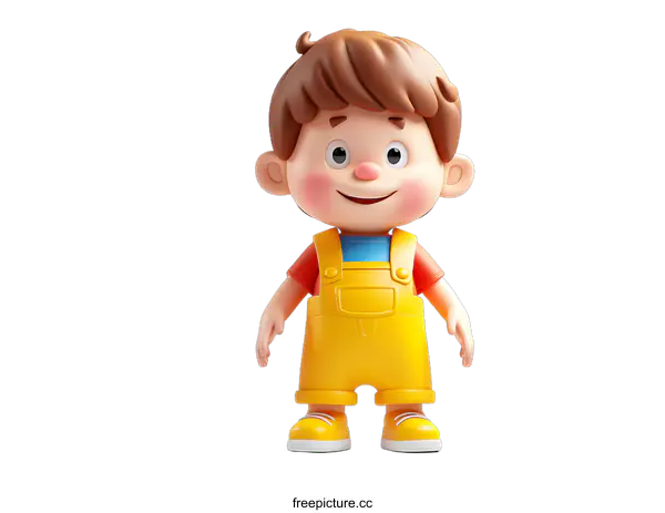 [Transparent Background PNG]3D rendering of a cute cartoon boy