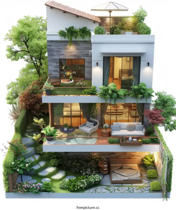 Modern Two-Story Home with Garden