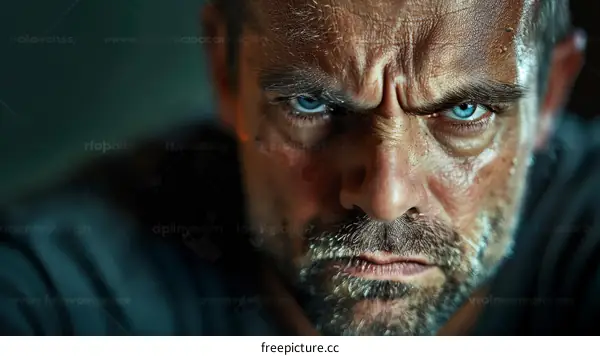 Close-up Portrait of a Man with Intense Expression