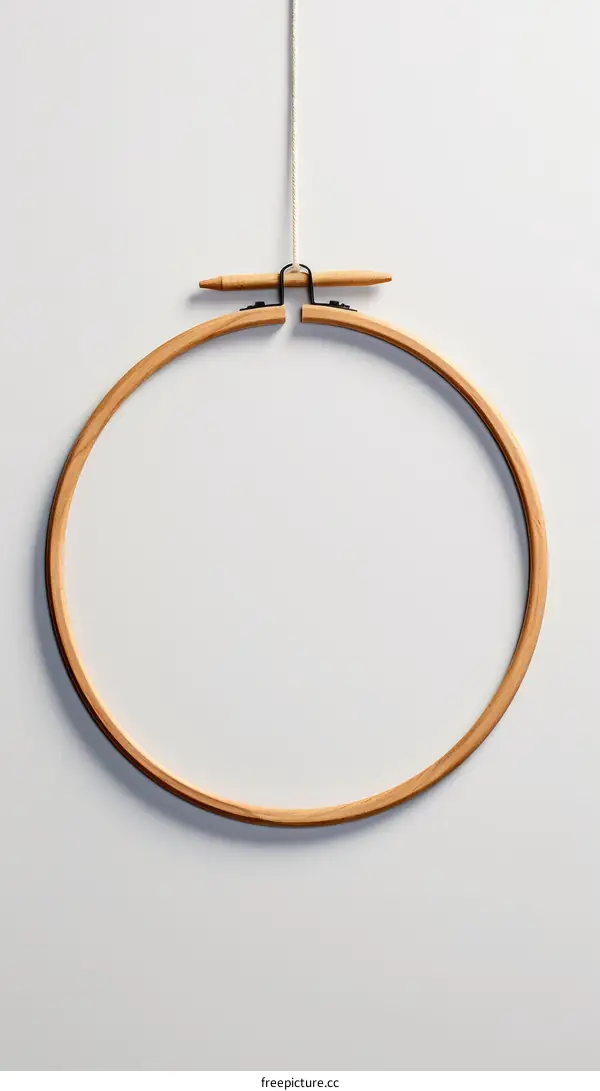 Round Wooden Embroidery Hoop Isolated on White Background