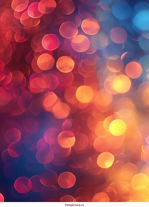Colorful Bokeh Circles Background with Purple Green Orange Red Blue Yellow