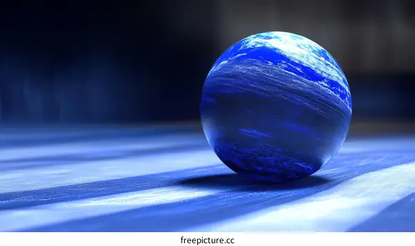 Abstract Blue Sphere on a Surface