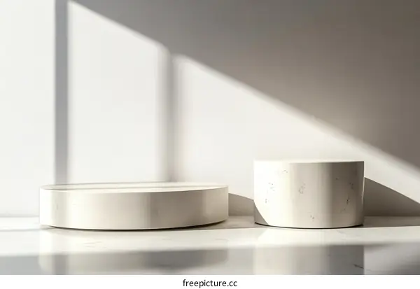 Modern Minimalist White Marble Pedestal Display