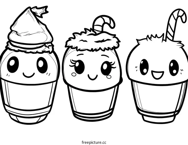 Cute Cartoon  Christmas Cupcakes Illustration