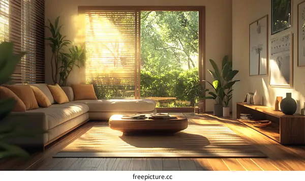 Modern Cozy Living Room Sunlight
