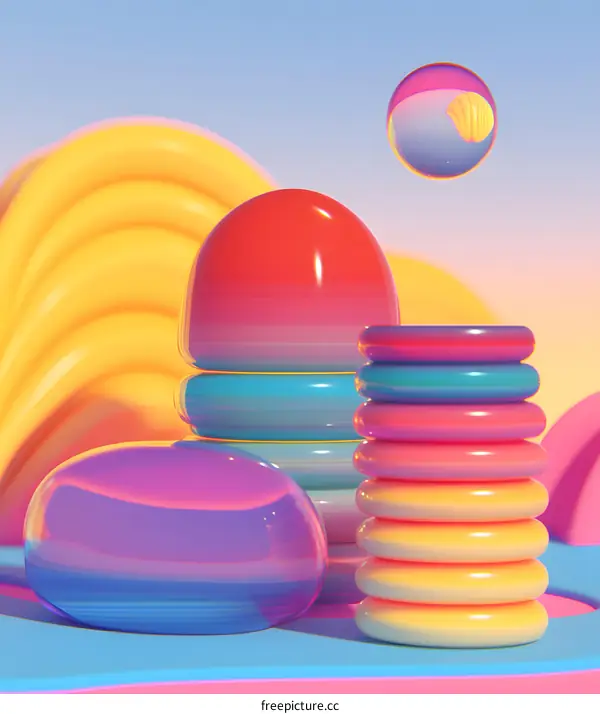 Abstract 3D Colorful Geometric Shapes Background Design