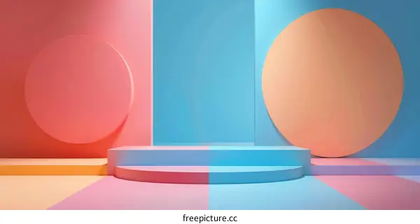Abstract Pastel Stage with Geometric Shapes