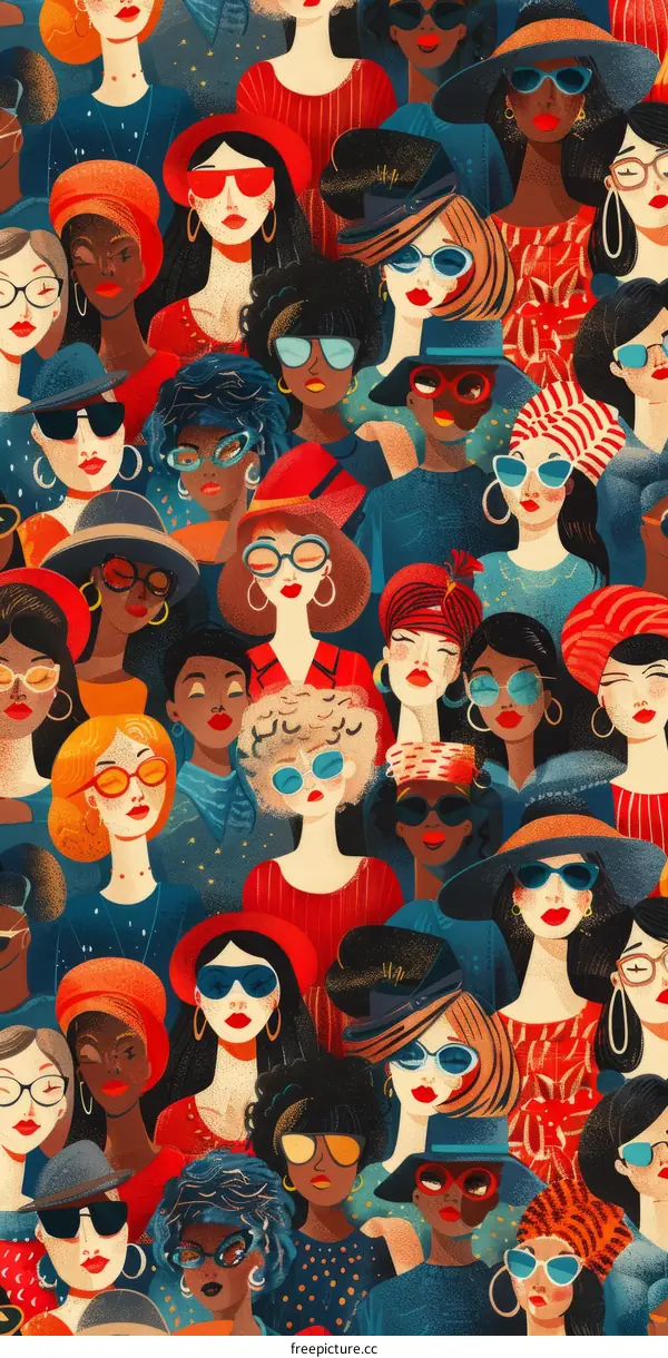 Diverse Women Wearing Stylish Hats and Sunglasses