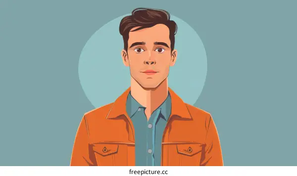 Young Man with Brown Hair Wearing a Denim Jacket