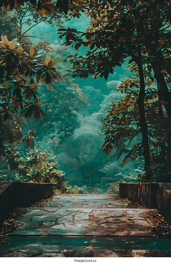 Stone Path Through Lush Greenery