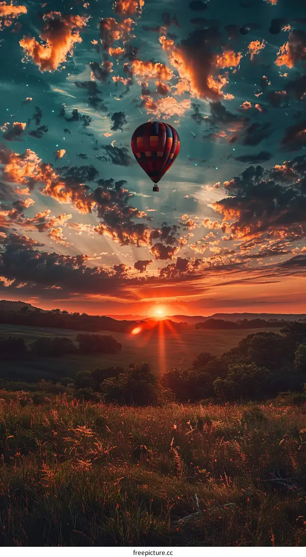 Hot Air Balloon at Sunset