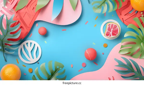 Summer Tropical Paper Cut Background Design