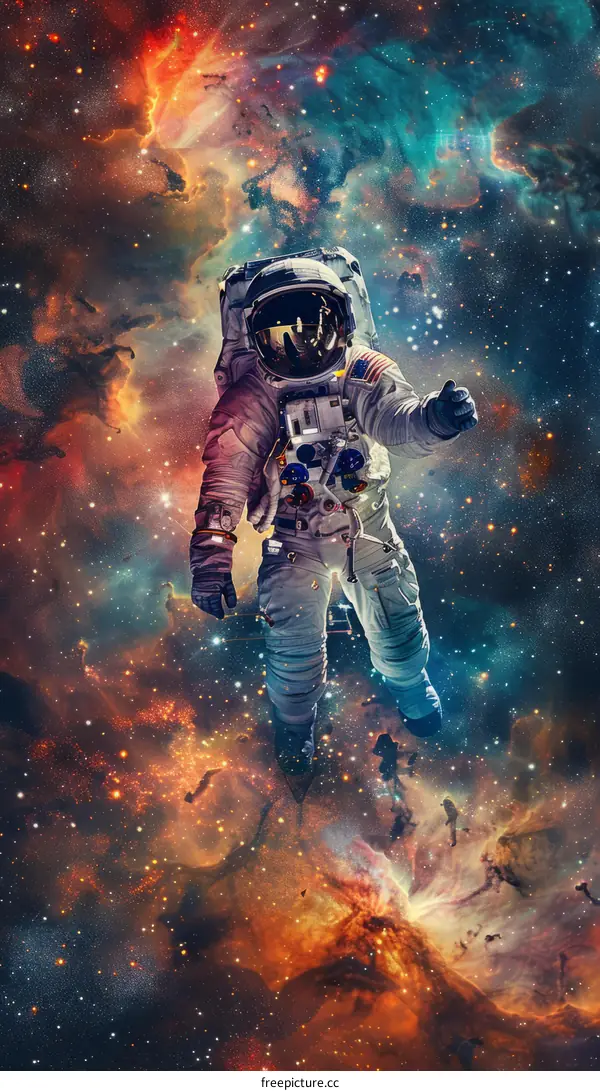 Astronaut in Spacesuit Floats in the Unfathomable Vastness