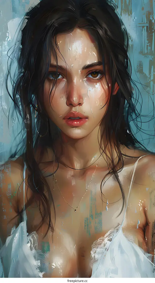 portrait of a beautiful woman with long dark hair and brown eyes