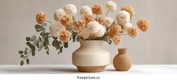 Beige and Cream Floral Arrangement in Vase