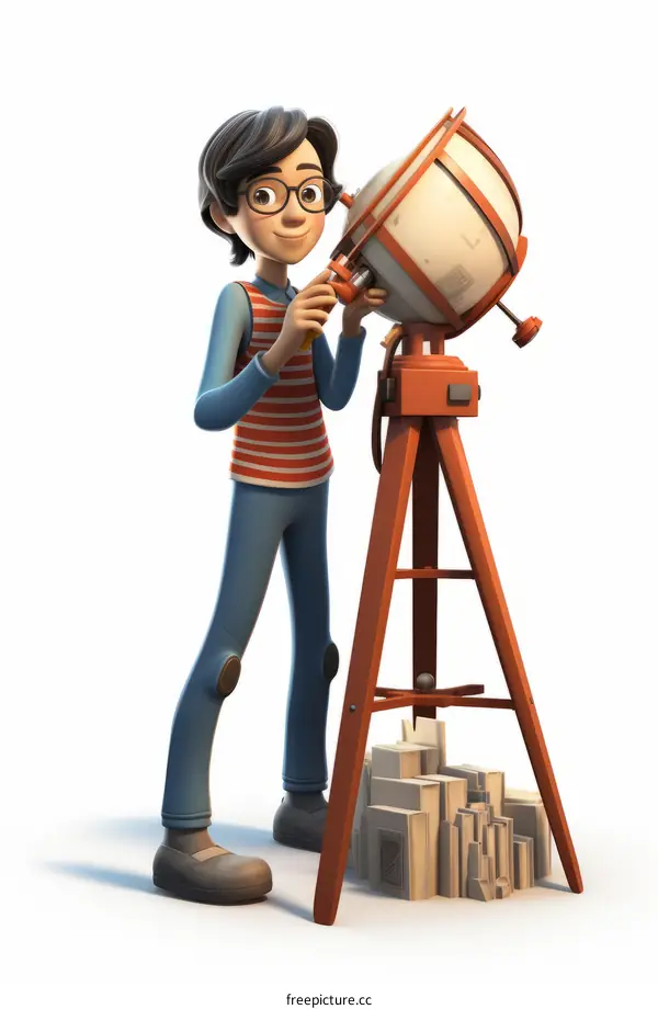 Boy adjusting the telescope