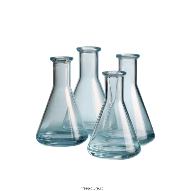 [Transparent Background PNG]Glass Laboratory Flasks on White Background