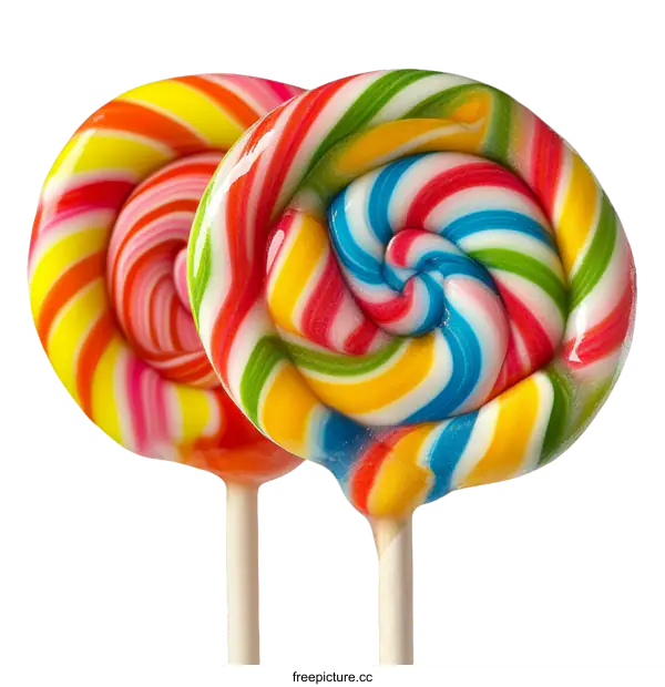 [Transparent Background PNG]Close Up Colorful Swirl Lollipops