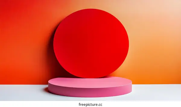 Geometric Minimalist Display with Red Circle