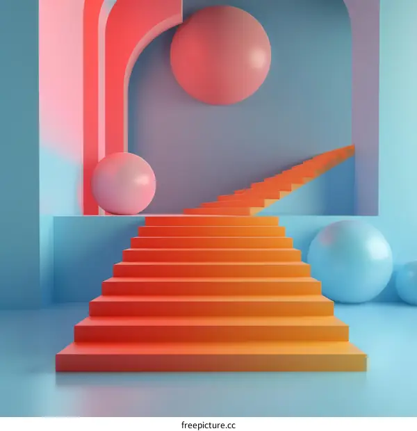 Colorful Abstract Steps with Geometric Shapes