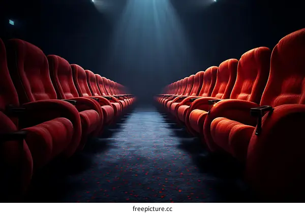 Empty Cinema Seats in a Dark Theater