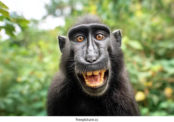 Close-up of a Curious Black Monkey in a Jungle Setting
