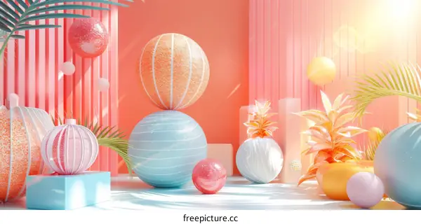 Pastel Geometric Aesthetic Scene