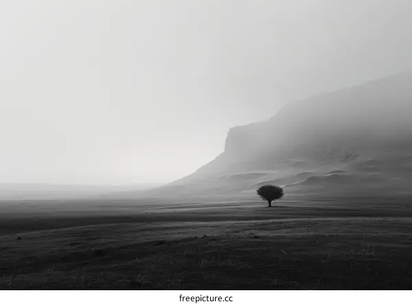 Solitude in Nature: A Black and White Landscape