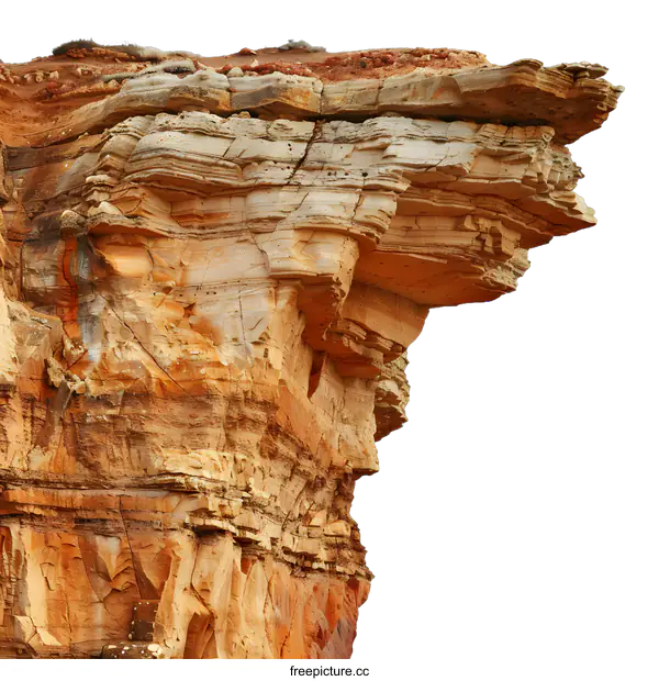 [Transparent Background PNG]Layered Rock Cliff Side View