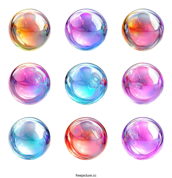 [Transparent Background PNG]Colorful Abstract Glass Sphere Collection