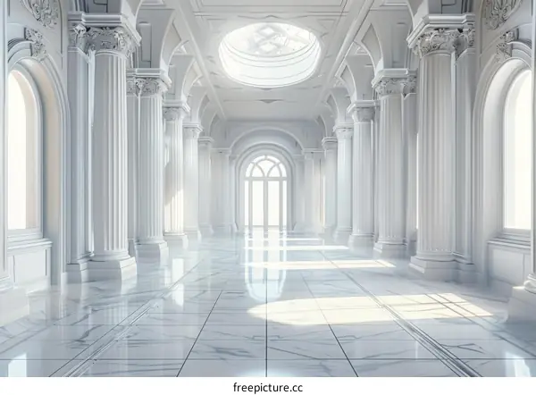Elegant White Marble Hallway Illustration