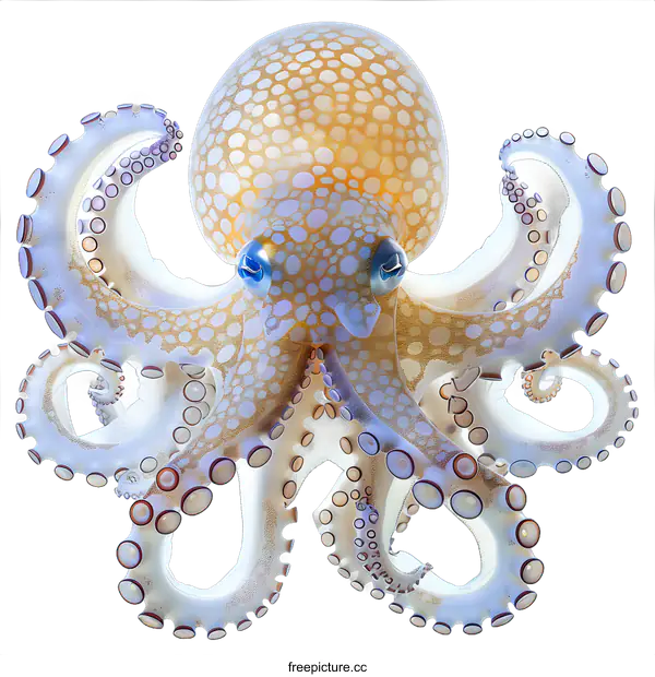 [Transparent Background PNG]Blue-ringed octopus on white background