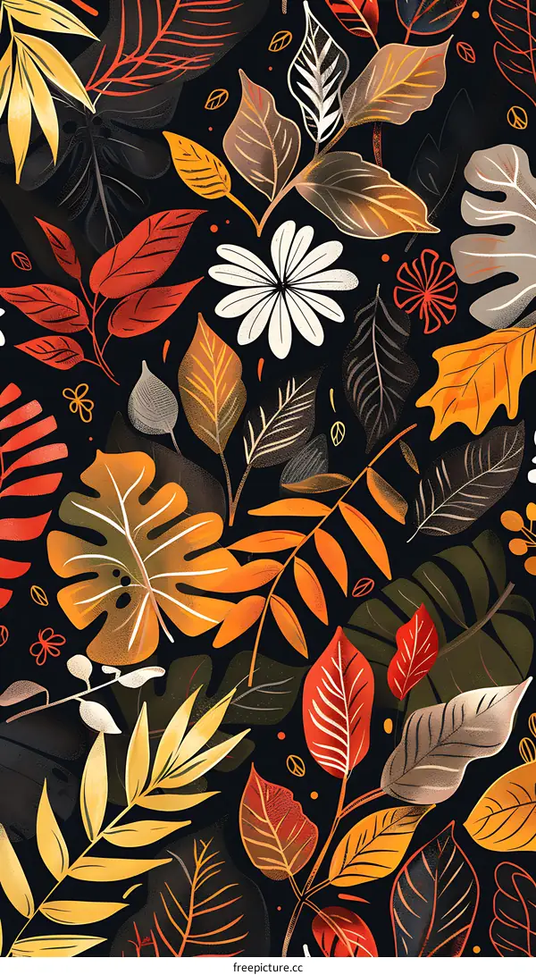 Autumn Leaves Seamless Pattern Illustration