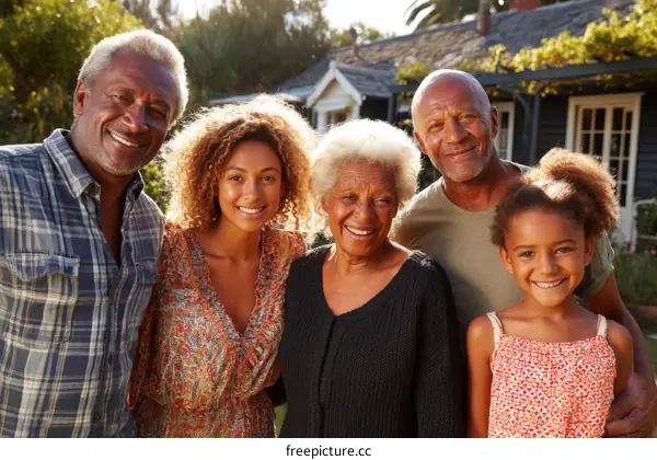Happy Multigenerational Family Portrait Outdoors
