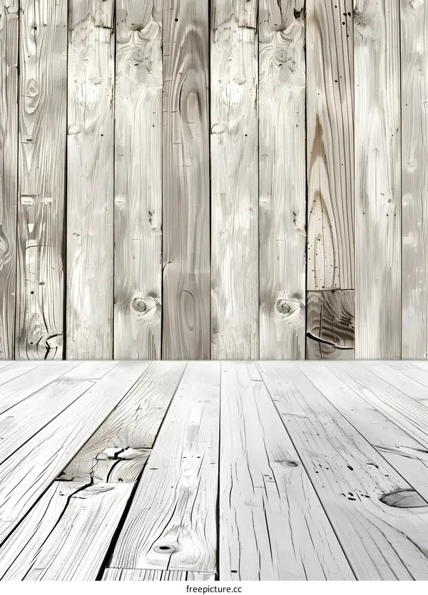 Rustic White Wooden Background with Floor