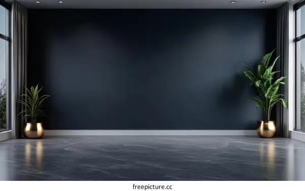 Empty Modern Dark Room Interior Design Mockup