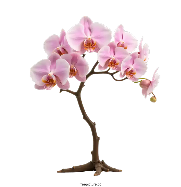 [Transparent Background PNG]Pink Orchid Flower Branch on transparent background