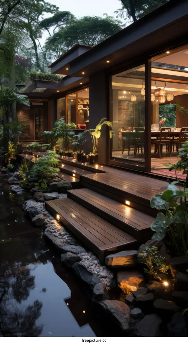 Wooden Deck and Garden Oasis