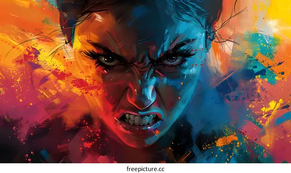 Abstract Art Of Woman With Angry Expression