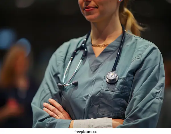 Portrait of confident female doctor with stethoscope around her neck