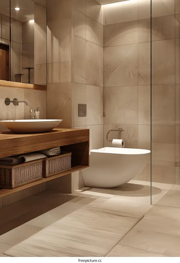 Modern Beige Bathroom Interior Design