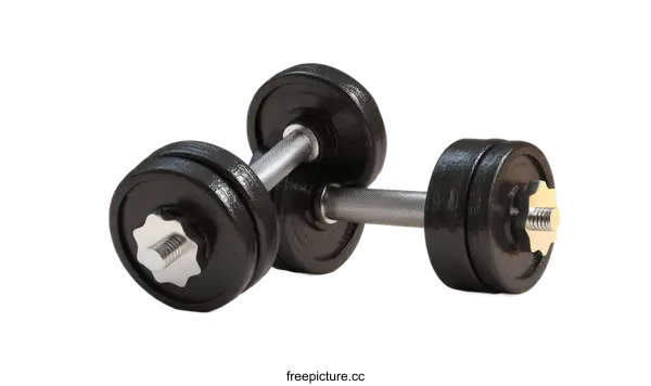 [Transparent Background PNG]Pair of Black Cast Iron Dumbbells